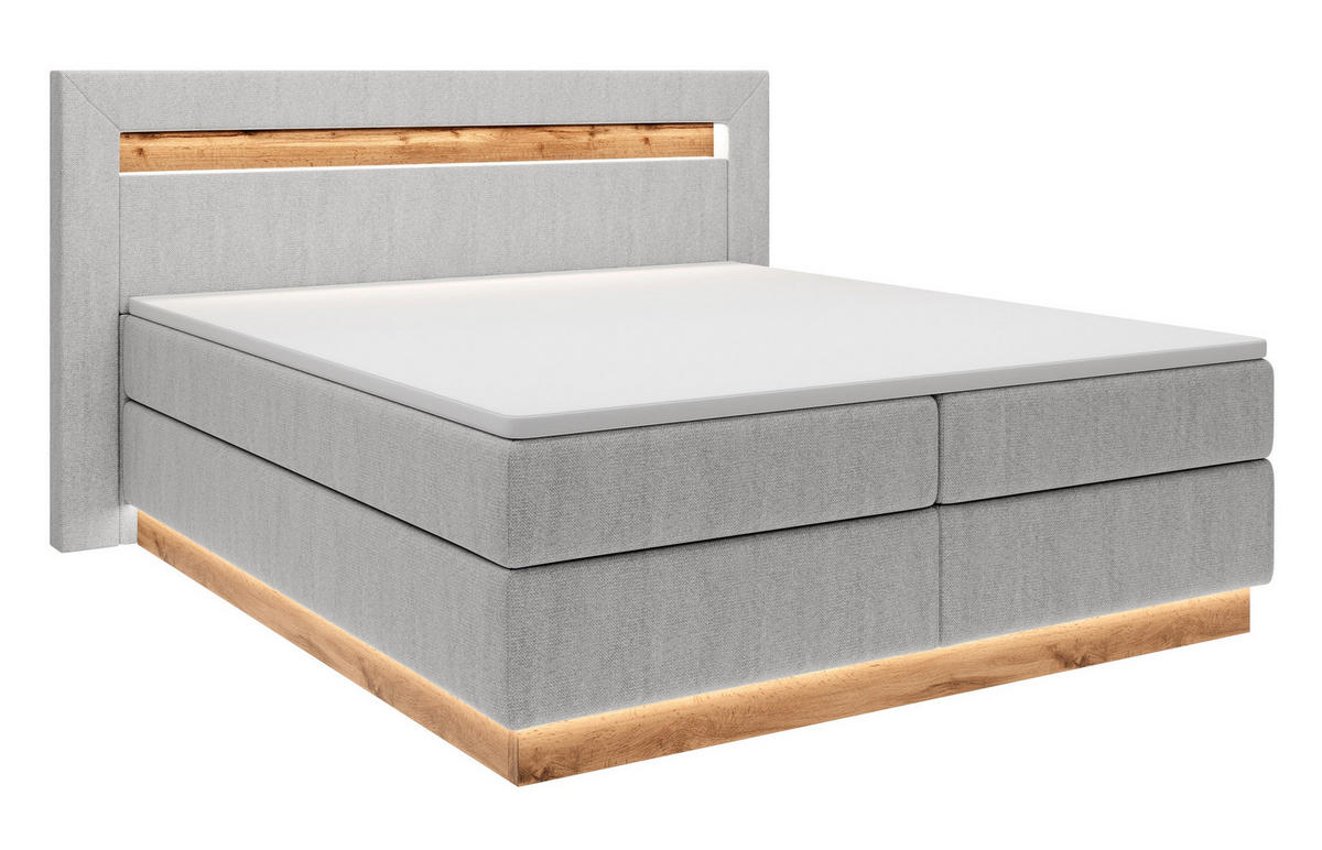 BOXBETT Oski Hellgrau Velours 140/200 cm - Hellgrau, Textil (140/200cm) - Selsey