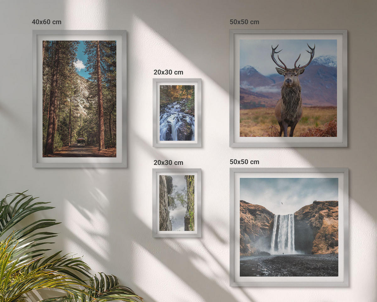 BILDER SET 5er Set - 50x50 cm & 20x30 cm & 40x60 cm Silberner Rahmen - London-Ansichtsgemälde-Set - Silberfarben, Kunststoff (40/60cm) - TULUP