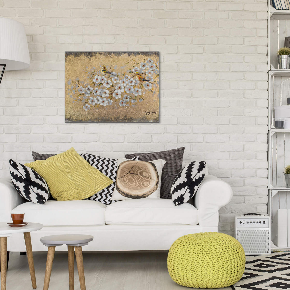 OLEJOMAĽBA 80/60 cm, Zvieratá - biela, drevo/textil (80/60cm) - KUNSTLOFT
