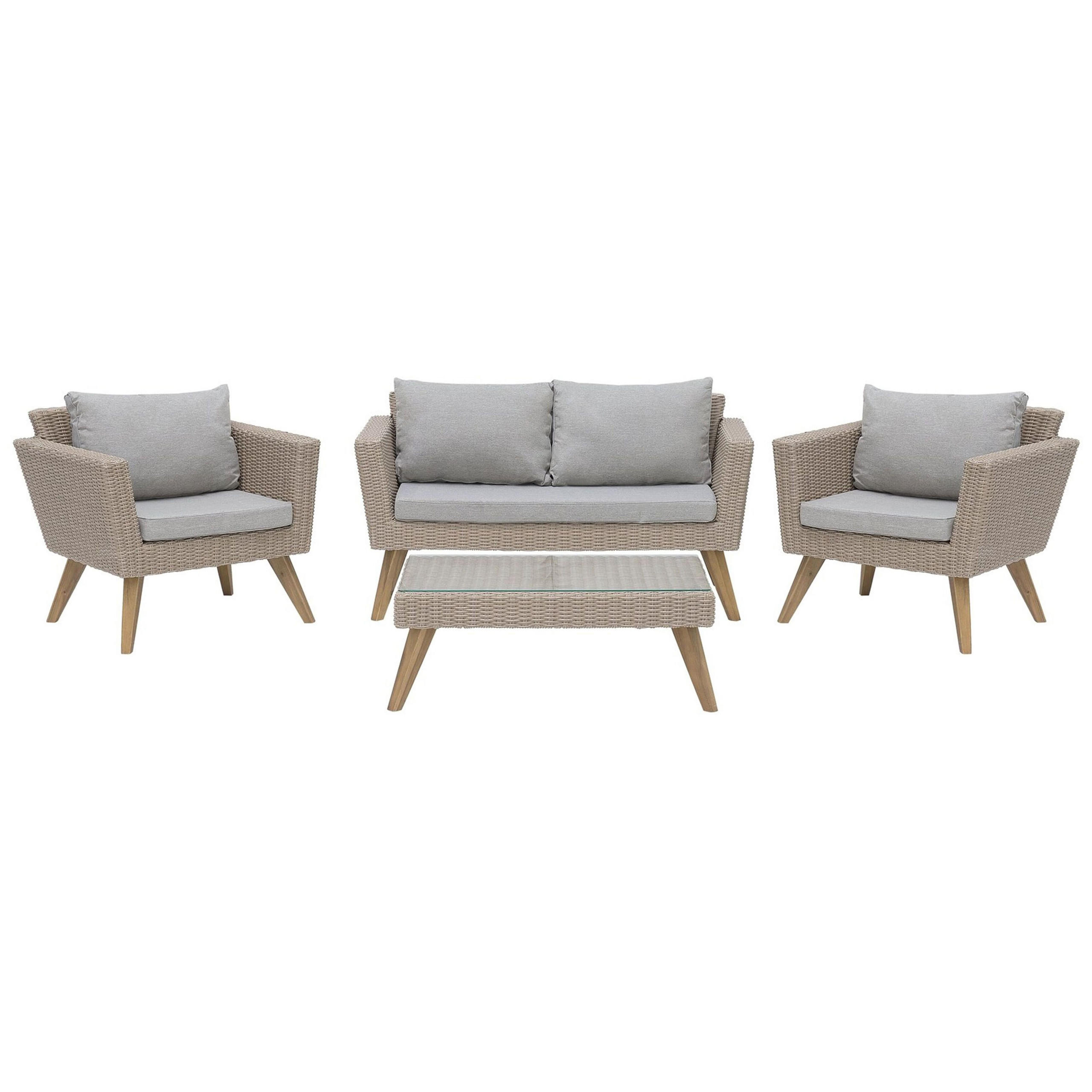 LOUNGE-SET 4-sitzer Rattan Grau Vittoria - Beige, Kunststoff - Beliani