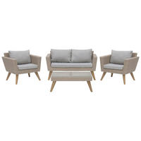 LOUNGE-SET 4-sitzer Rattan Grau Vittoria - Beige, Kunststoff - Beliani