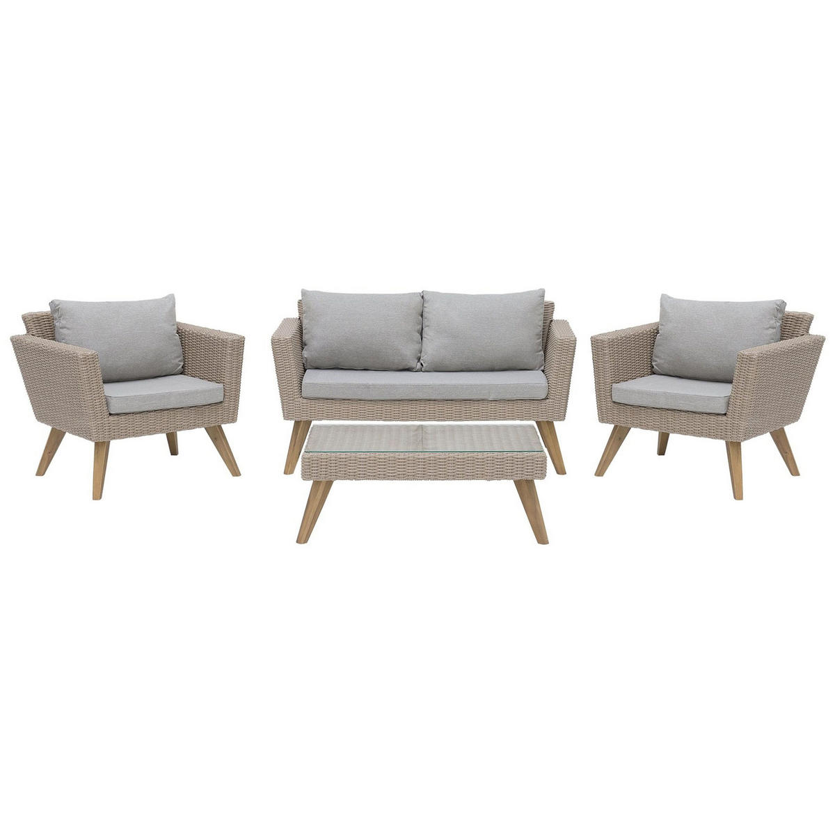 LOUNGE-SET 4-sitzer Rattan Grau Vittoria - Beige, Kunststoff - Beliani