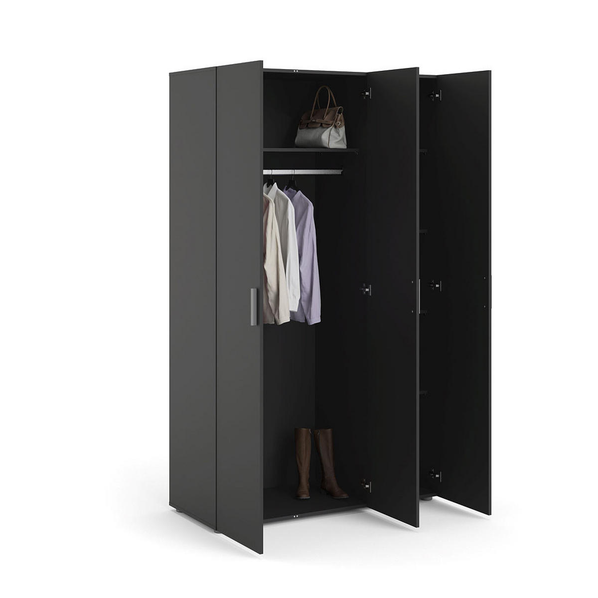 GARDEROB Petra 118 x 50 x 201 cm – svart - Svart, Träbaserade material (118/201/50cm) - ebuy24