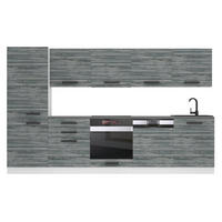 KÜCHENZEILE Rose 300 cm, ohne Arbeitsplatten, Glamour Wood - Grau, Holz (300/204/60cm) - B BELINI GROUP