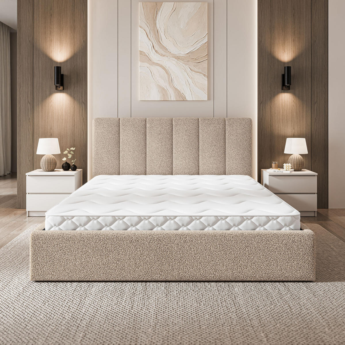 ČALOUNĚNÁ Postel NEMIS 140x200 cm Béžová - béžová, kompozitní dřevo/textil (140/200cm) - MASSENO