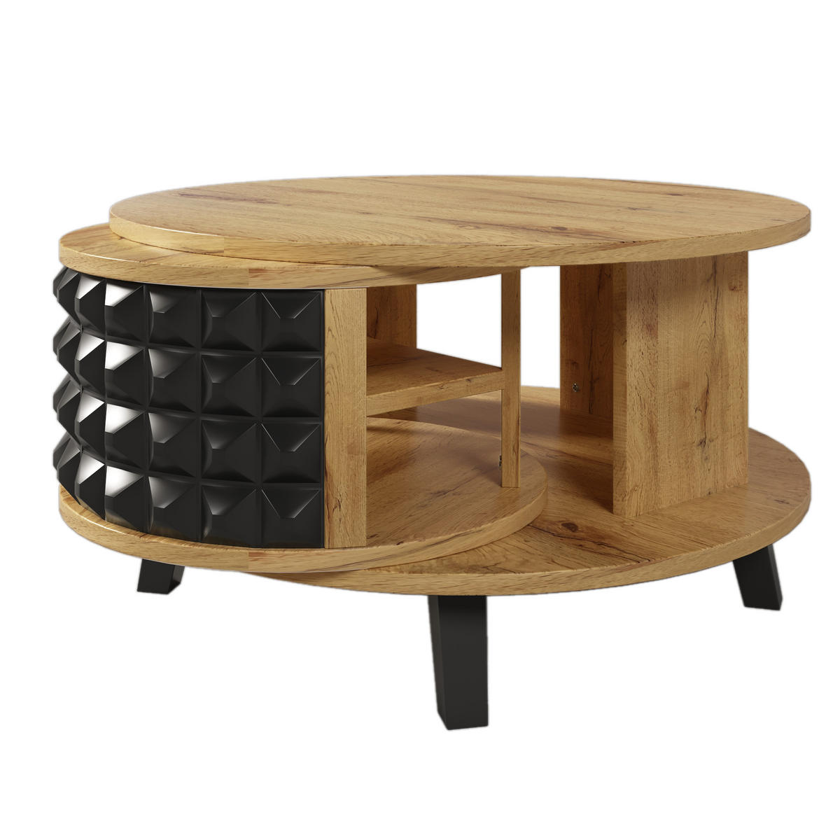 COUCHTISCH Holz und Schwarz 85,2/80/45,2 cm - Braun, Holzwerkstoff (85.2/80/45.2cm) - Urban Meuble