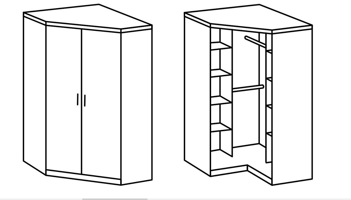 KLEIDERSCHRANK Bela "Borkum" in Landhausstil Weiß - Eckkleiderschrank - Weiß, Holzwerkstoff (95/199/95cm)