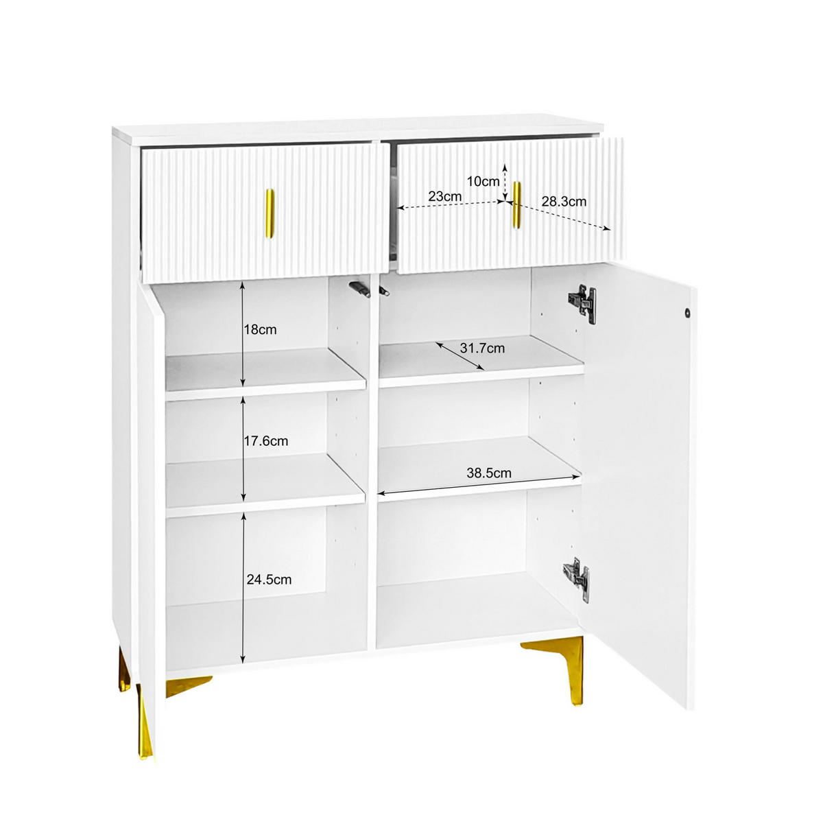 SIDEBOARD aus Spanplatte 83x35x101 cm Weiß mit 2 Schubladen und verstellbaren Einlegeböden - Weiß, Holzwerkstoff (83/101/35cm) - IVMEU