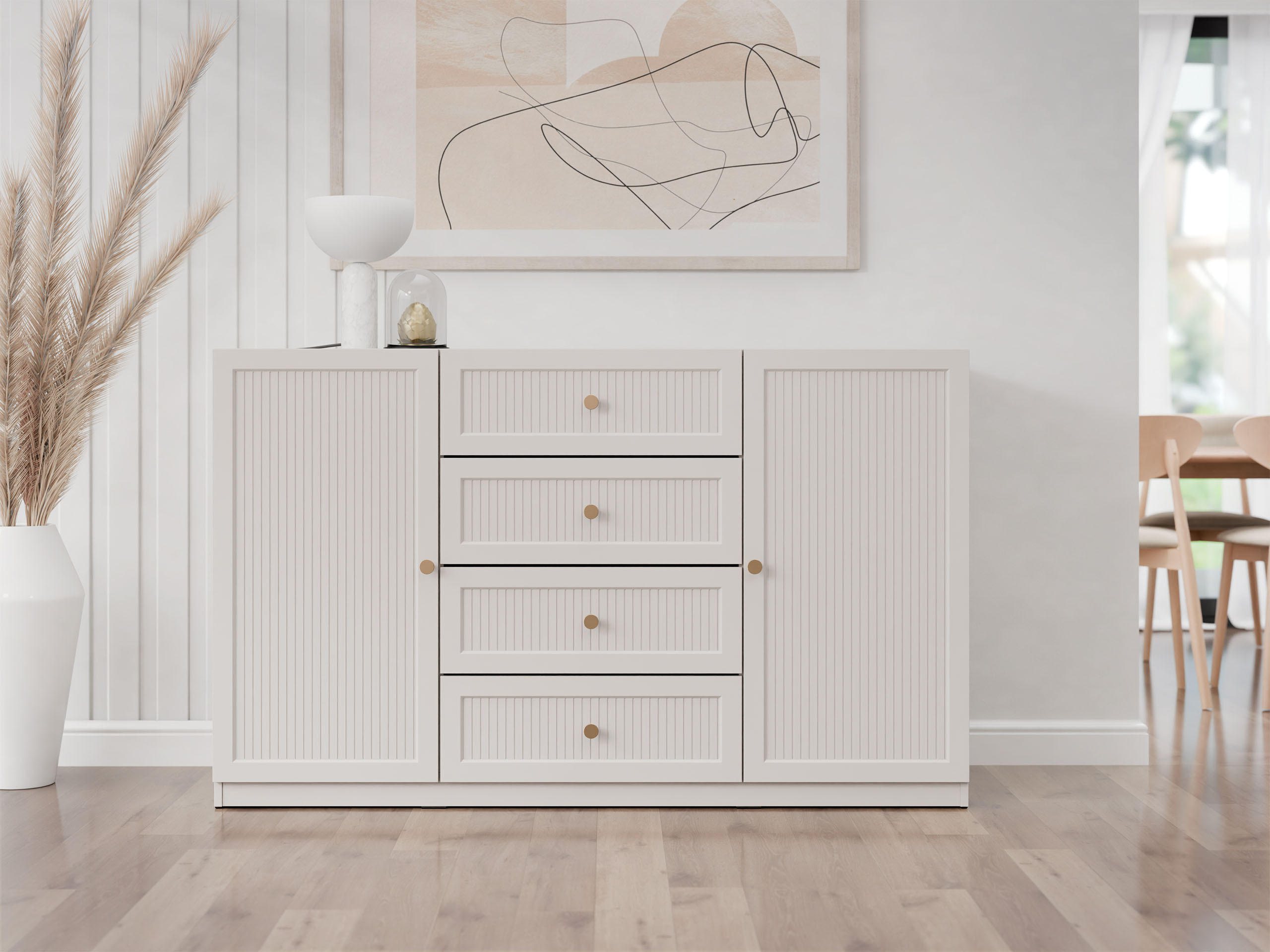 SIDEBOARD Ferena 2D4SZ - Kaschmir/Goldfarben, Holzwerkstoff/Kunststoff (150/92/49cm) - MIRJAN24