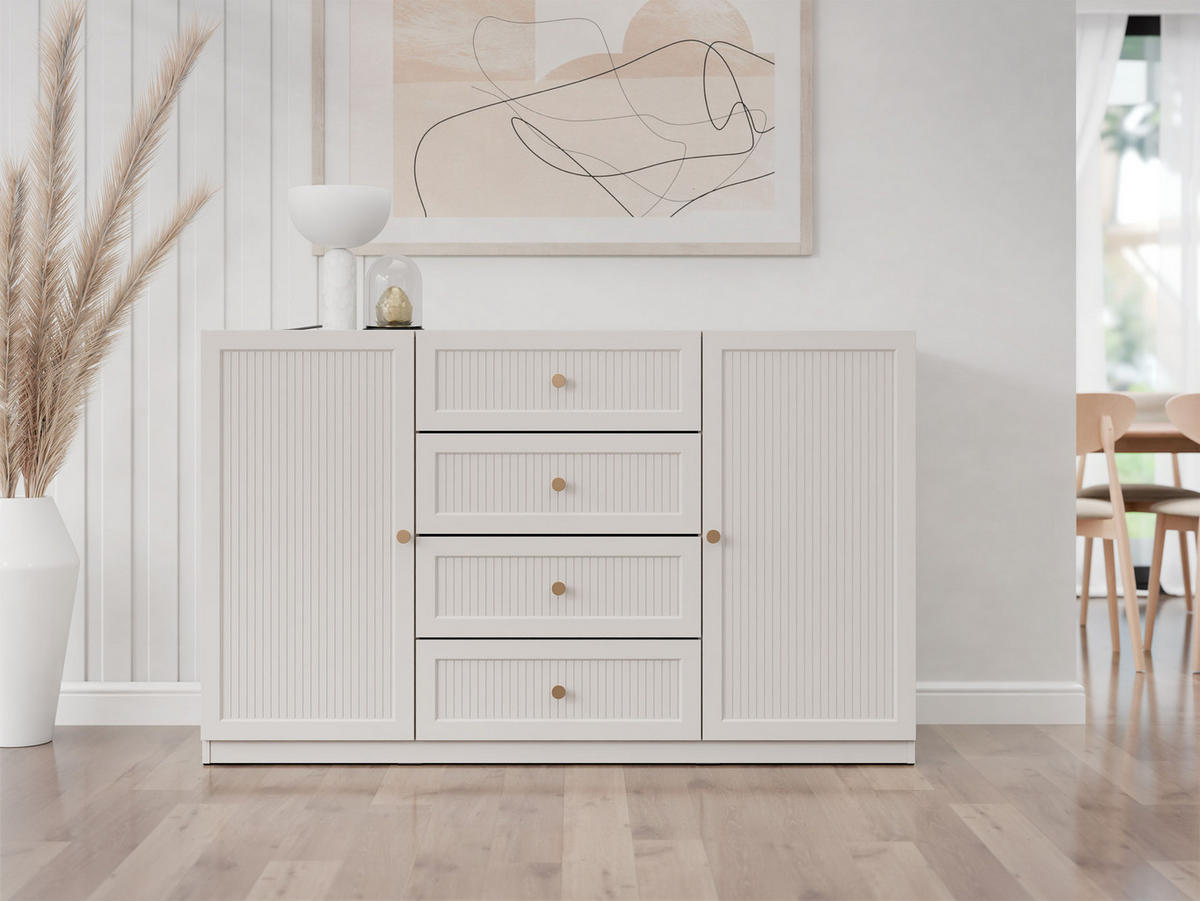 SIDEBOARD Ferena 2D4SZ - Kaschmir/Goldfarben, Holzwerkstoff/Kunststoff (150/92/49cm) - MIRJAN24