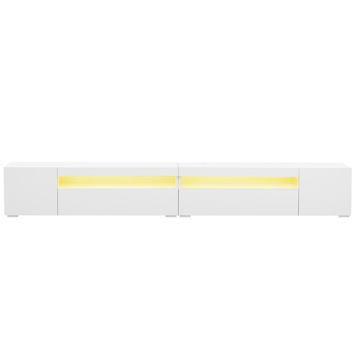 LOWBOARD 240/35,5/38,5 cm in Weiß mit LED-Beleuchtung und viel Stauraum - Weiß, Holzwerkstoff (240/35.5/38.5cm) - Flora Grace