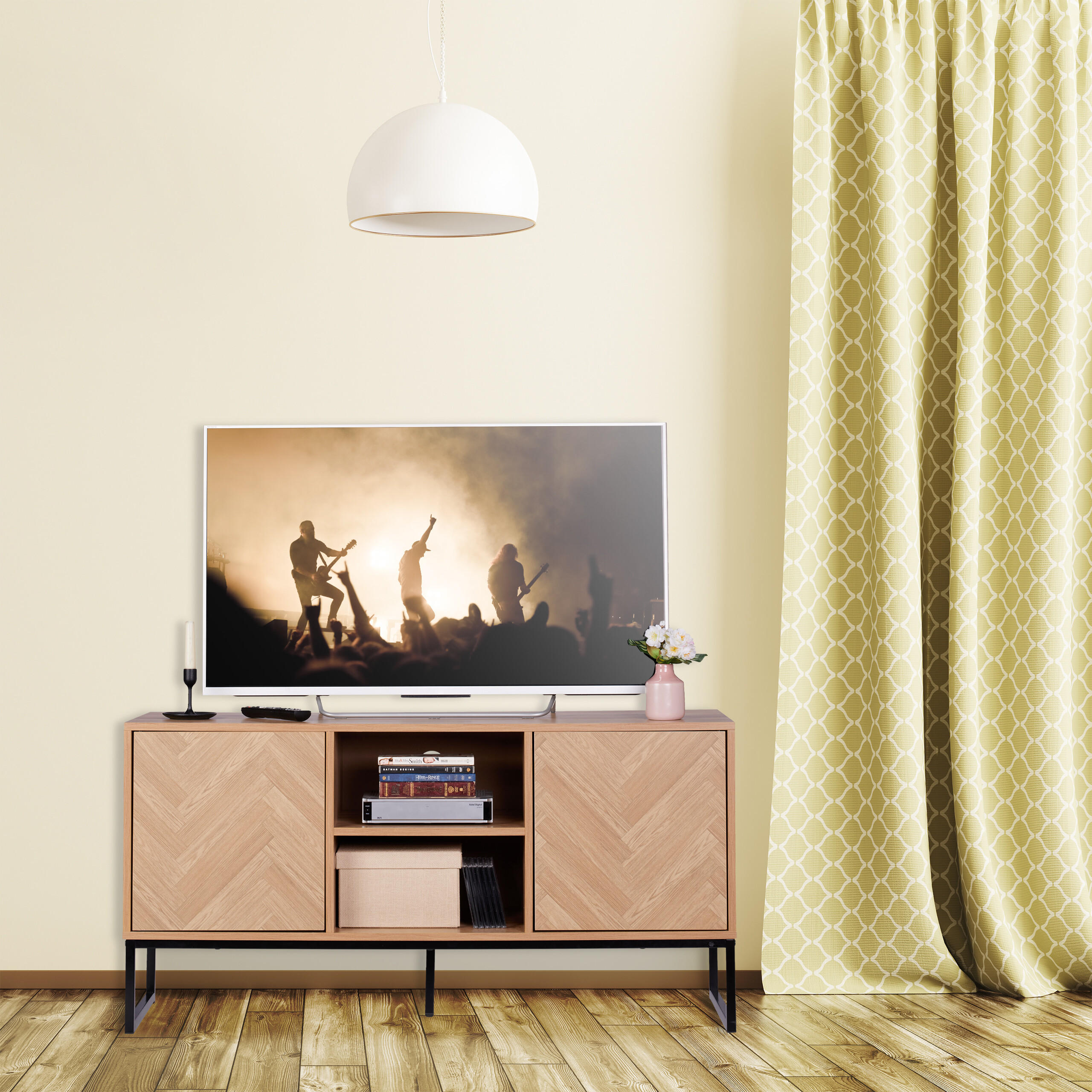TV-LOWBOARD - Hellbraun, Holzwerkstoff/Metall (120/60/38cm) - Relaxdays