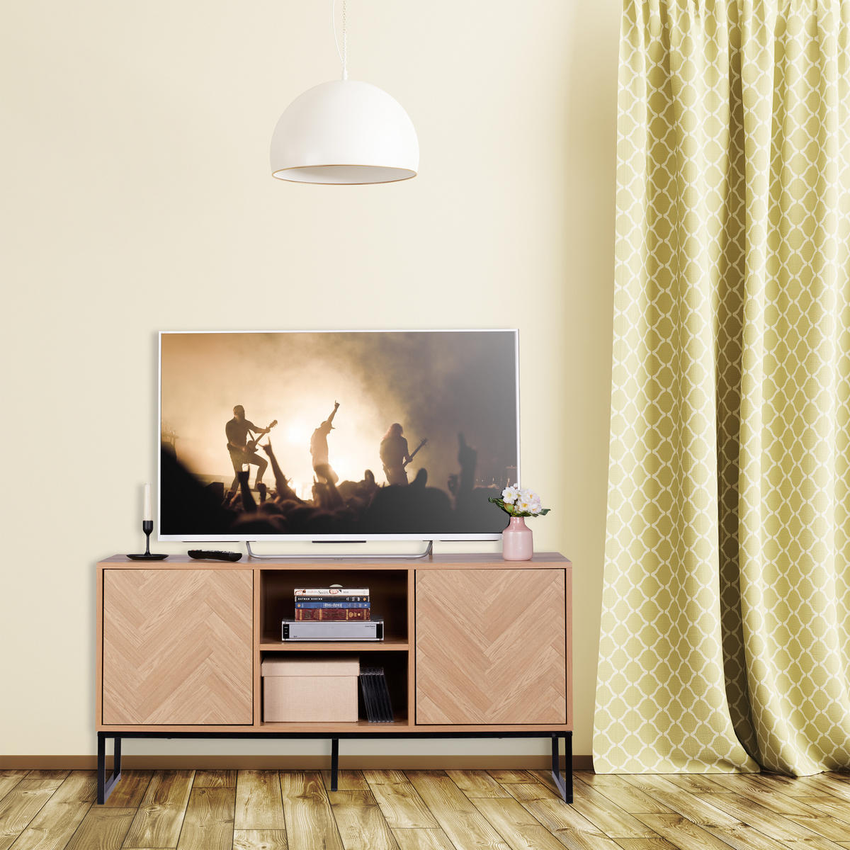 TV-LOWBOARD - Hellbraun, Holzwerkstoff/Metall (120/60/38cm) - Relaxdays