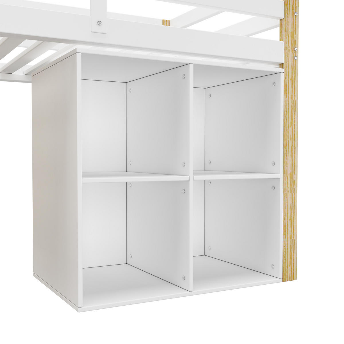 KINDERHOCHBETT aus Massivholz 90x200 cm in Weiß mit 2 Schränken & Leiter - Weiß, Holz (90/200cm) - Modfu