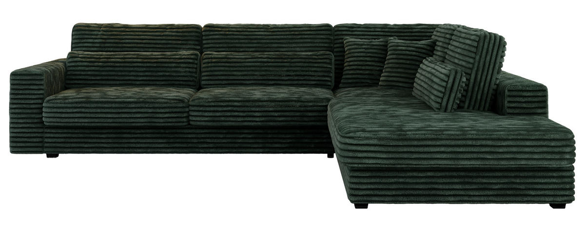 ECKSOFA Savona Grün breiter Cord - rechts - Schwarz/Grün, Kunststoff/Textil (249/316cm) - MKS