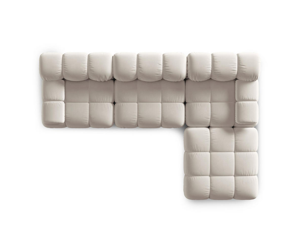MODULARES-SOFA Bellis aus Samt leichtes beige 4 Sitzplätze - Creme, Textil (188/63/282cm) - Micadoni