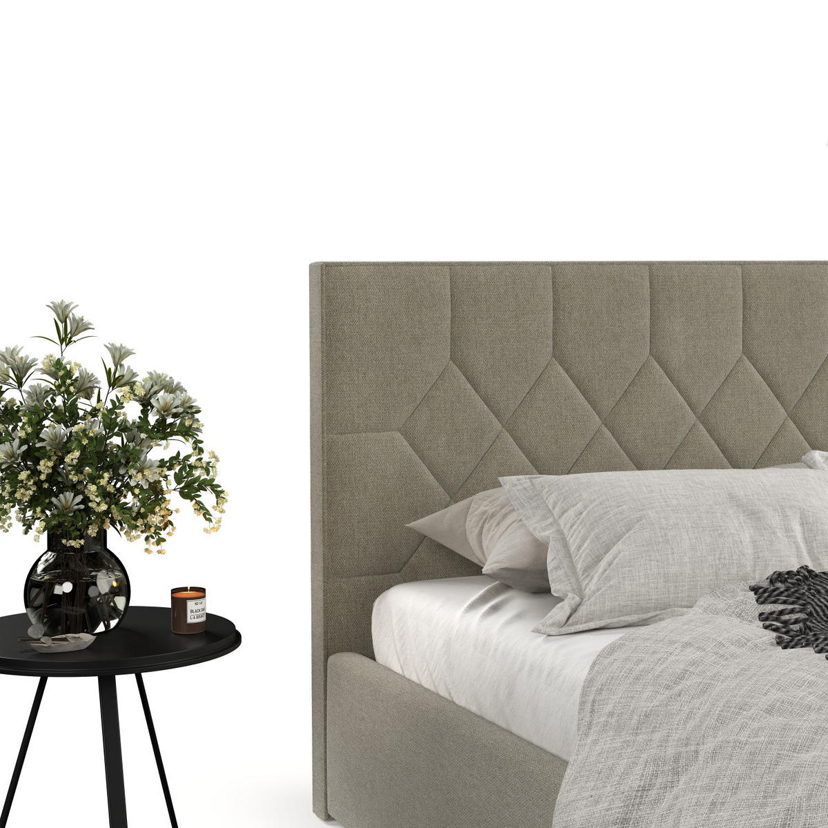 POLSTERBETT Brisa 180/200 cm Olivgrün im Asti Stoff - Schwarz/Naturfarben, Holz/Holzwerkstoff (180/200cm) - AltaBeds