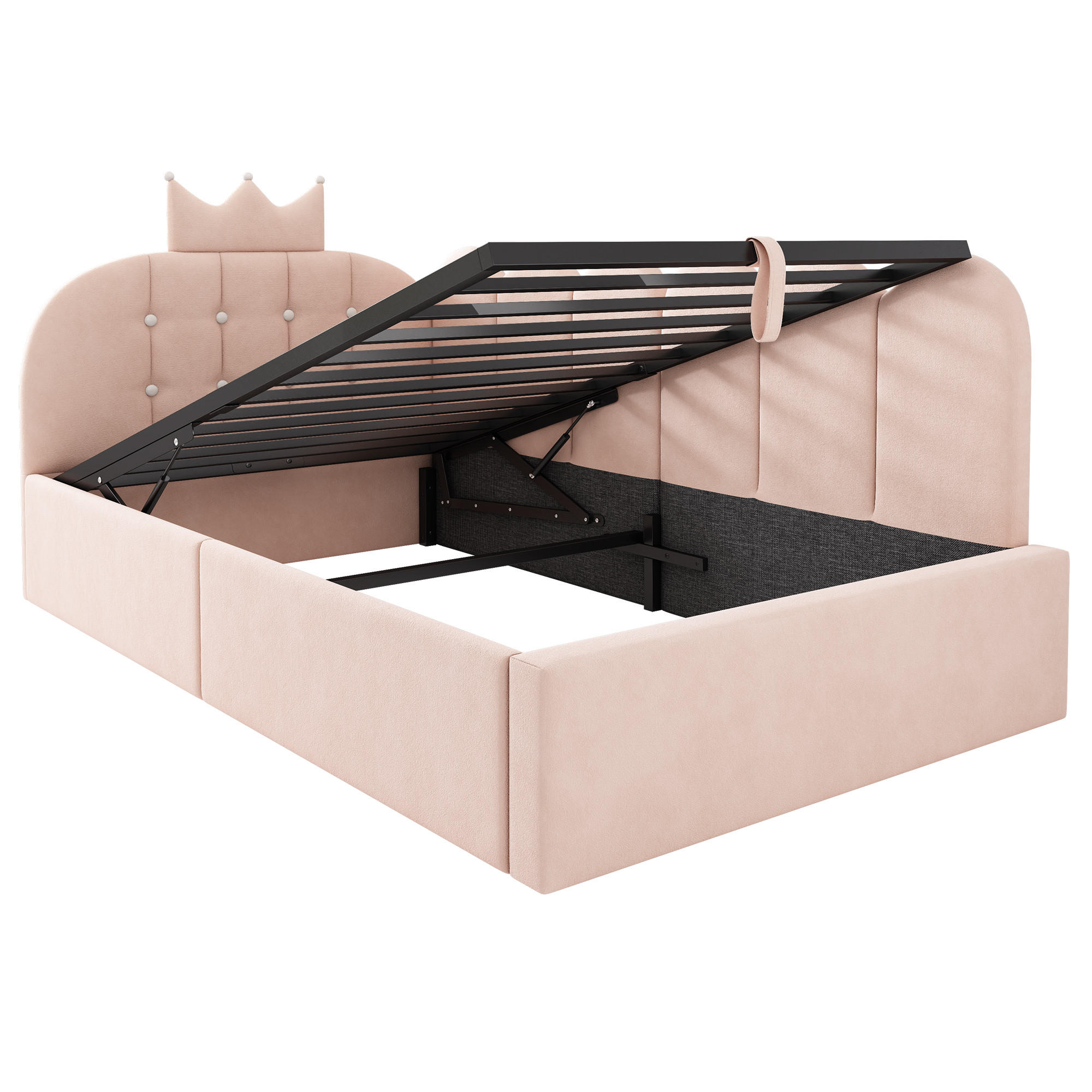 POLSTERBETT 90/190 cm Rosa mit Hydraulische Speicherfunktion - Rosa, Textil (90/190cm) - Oxeza