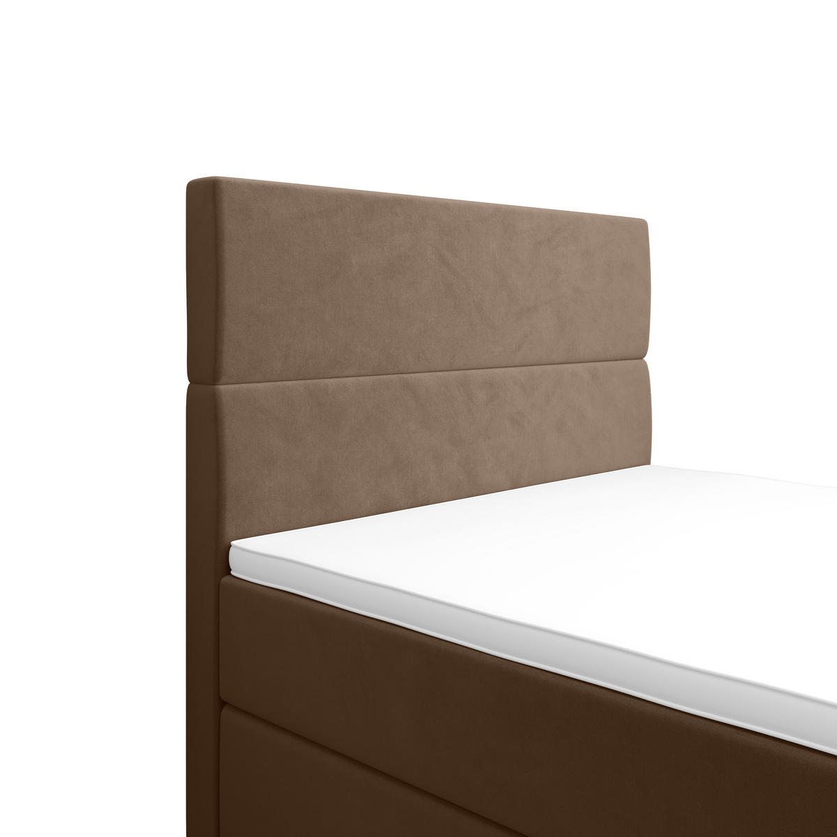 BOXBETT FLO PLUS 100x200 Itaka 48, mit Matratze H3, Bonell und Topper, Camel - Cappuccino, Holz/Textil (100/200cm) - Bedante