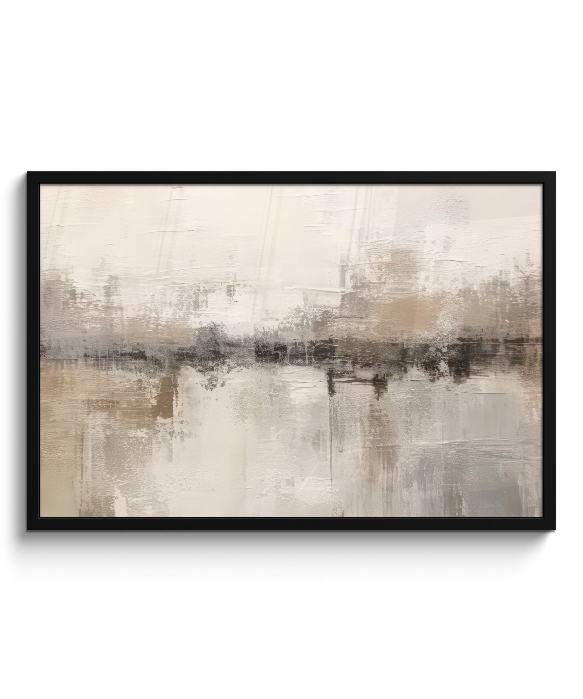 POSTER MIT RAHMEN Moderne Kunst - Abstrakt - Beige 90x60 cm - Beige, Papier (90/60cm) - MuchoWow