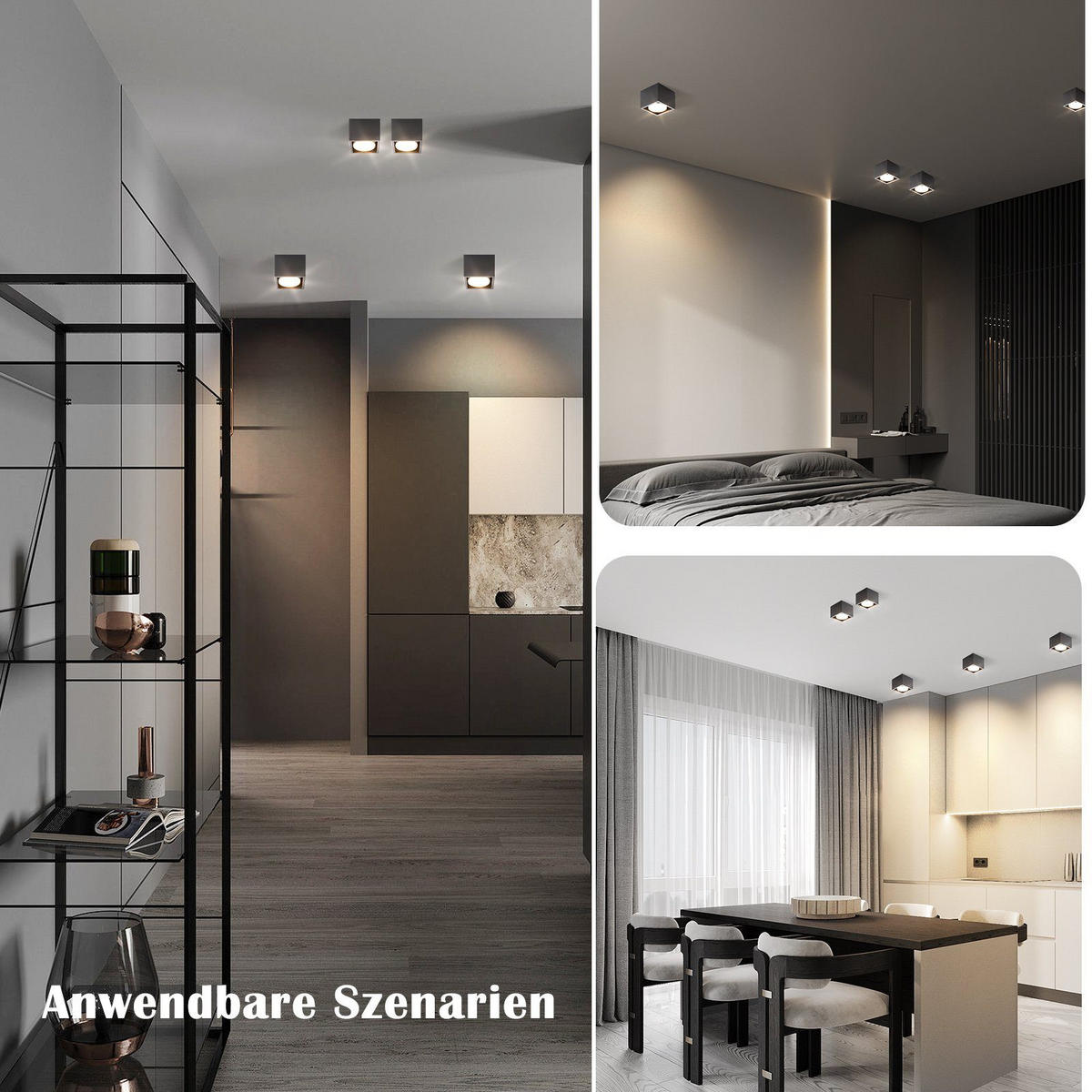 LED-DECKENLEUCHTE Harmonie 1-flammig 10/10/8 cm - Schwarz, Metall (10/10/8cm) - Nettlife