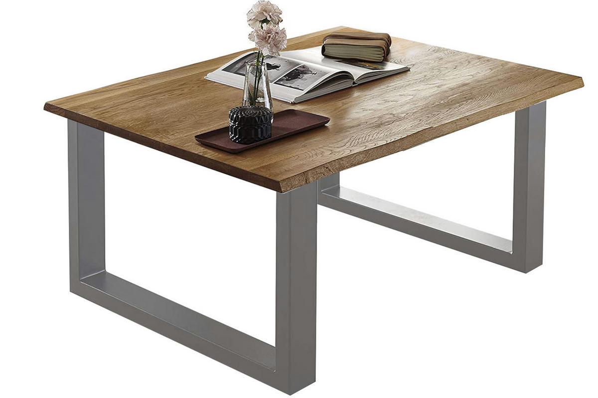 COUCHTISCH Wildeiche SESSA 80 cm - Beige/Silberfarben, Holz/Metall (80/80/48cm) - SAM