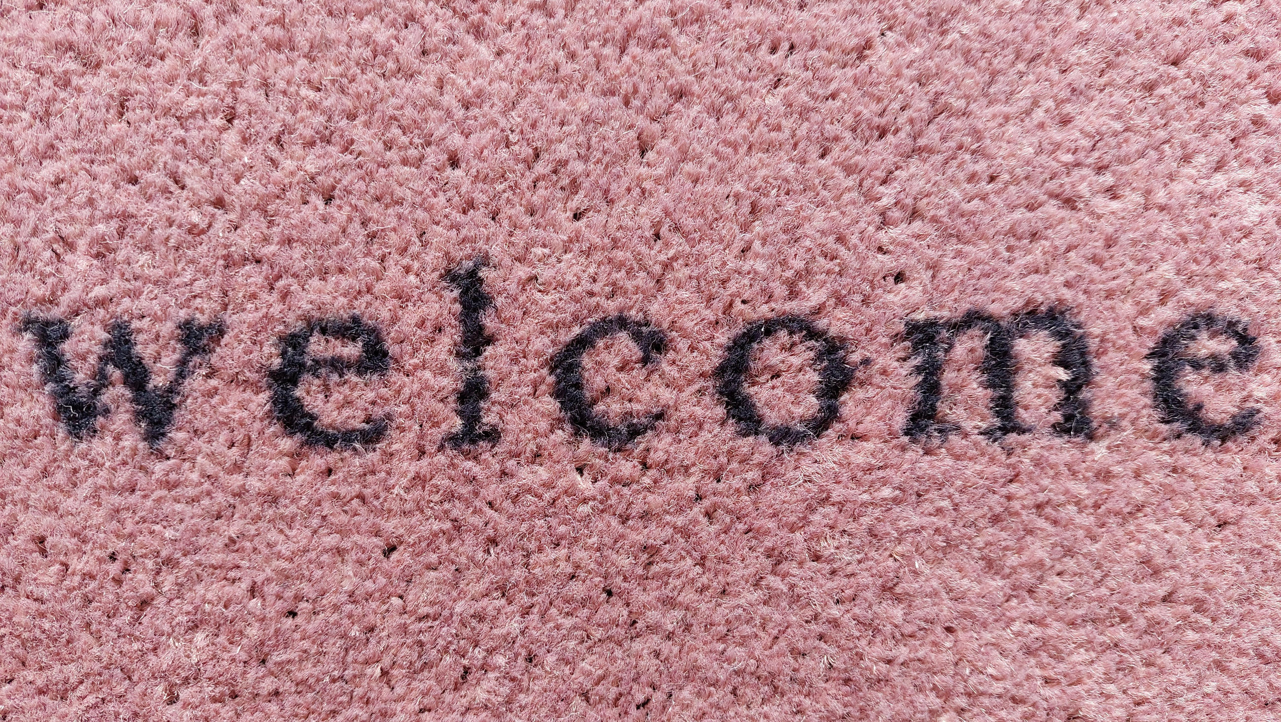 OUTDOOR FUßMATTE "Abel" mit Spruch "welcome" Pink 50 x 75 cm - Pink/Schwarz, Kunststoff/Textil (50/75cm) - MAD ABOUT MATS