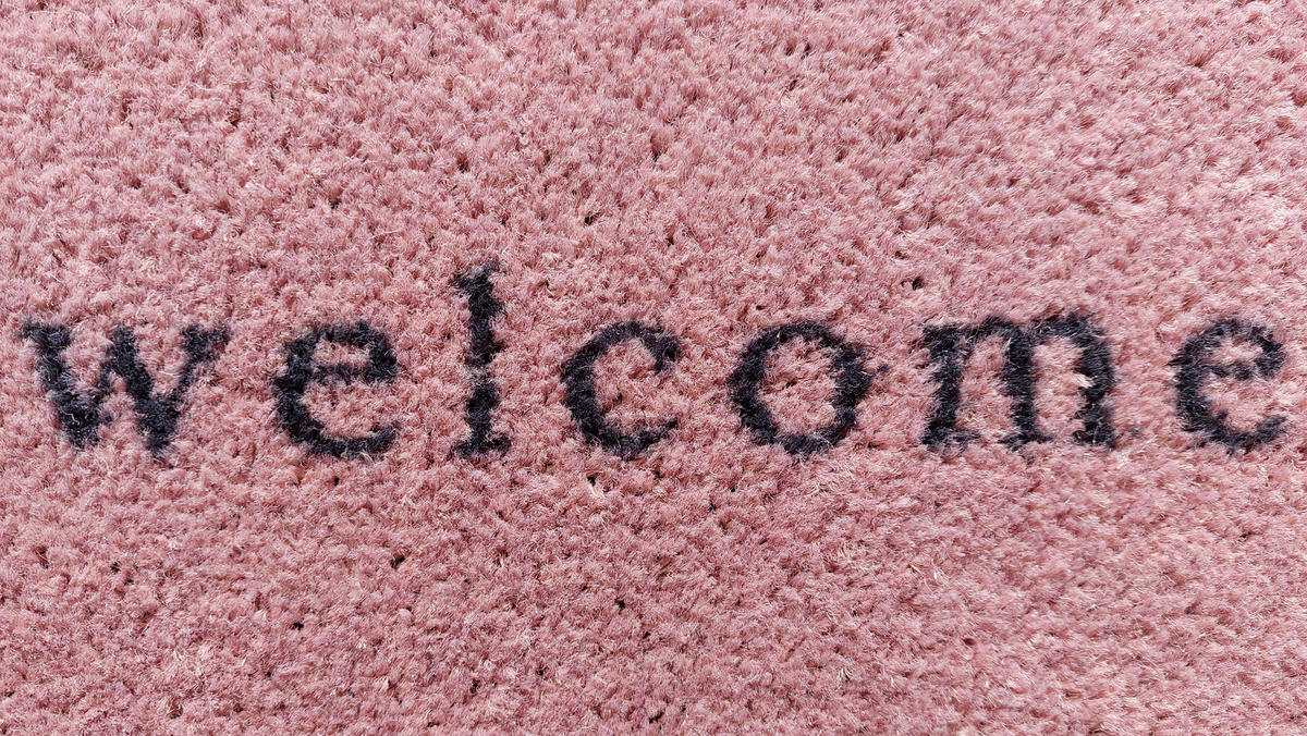 OUTDOOR FUßMATTE "Abel" mit Spruch "welcome" Pink 50 x 75 cm - Pink/Schwarz, Kunststoff/Textil (50/75cm) - MAD ABOUT MATS