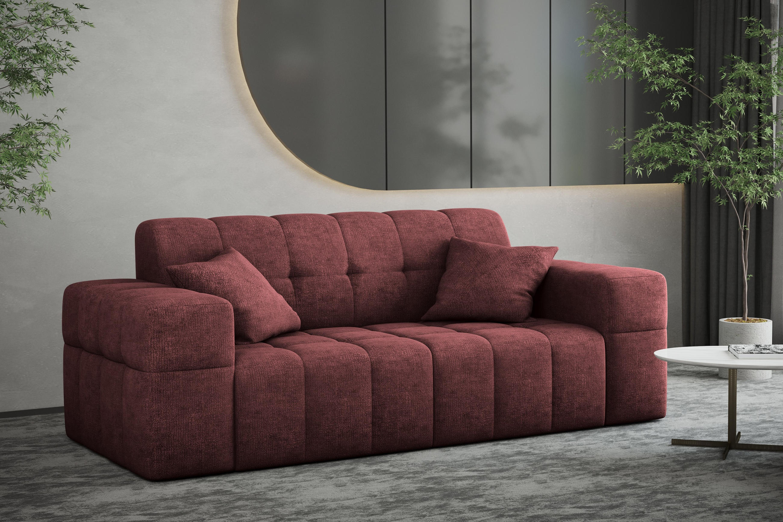SOFA 2 Sitzer NIMES Stoff Perfect Harmony Rotwein - Rot, Holz/Kunststoff (183/82/92cm) - Kaiser Möbel