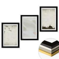 WANDBILDER 3er-Set - 20x30 cm Schwarzer Rahmen - Vögel, Steine, Pinselstriche, Verzierungen - Schwarz, Kunststoff (20/30cm) - ArtPrintCave