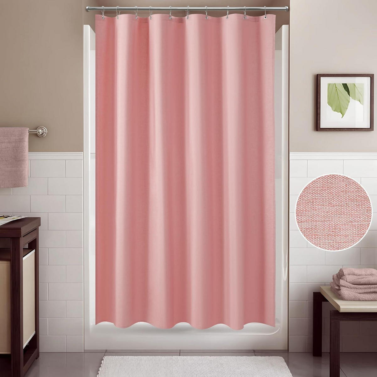 DUSCHVORHANG Leinen 152 x 214 cm Rosa - Rosa, Textil (152/214cm)