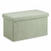 BÄNK Salviagrön teddytyg förvaring 38x76x38 cm - Grön, Träbaserade material/Textil (76/38/38cm) - Relaxdays