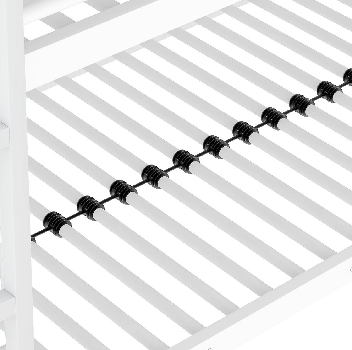 ETAGENBETT 90/200 cm aus Metall in Weiß, Dreifach-Design mit Leiter - Weiß, Metall (90/200cm) - Flora Grace