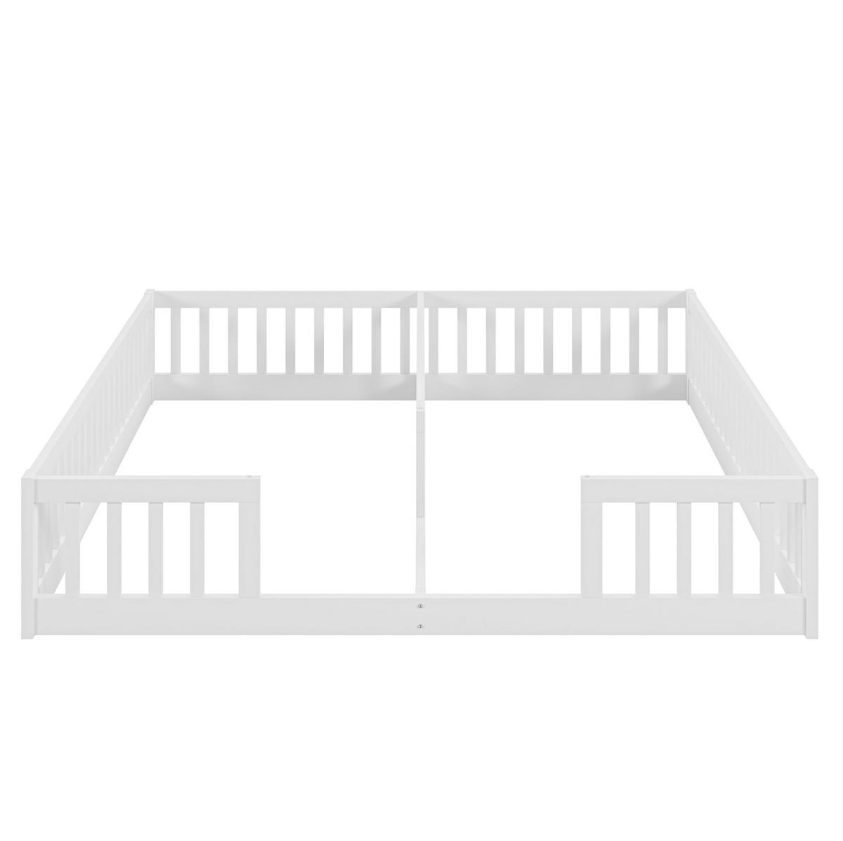 KINDERBETT aus Kiefernholz und MDF 2x 90x200 cm Weiß mit Sicherheitsgitter - Weiß, Holzwerkstoff (90/200cm) - IVMEU