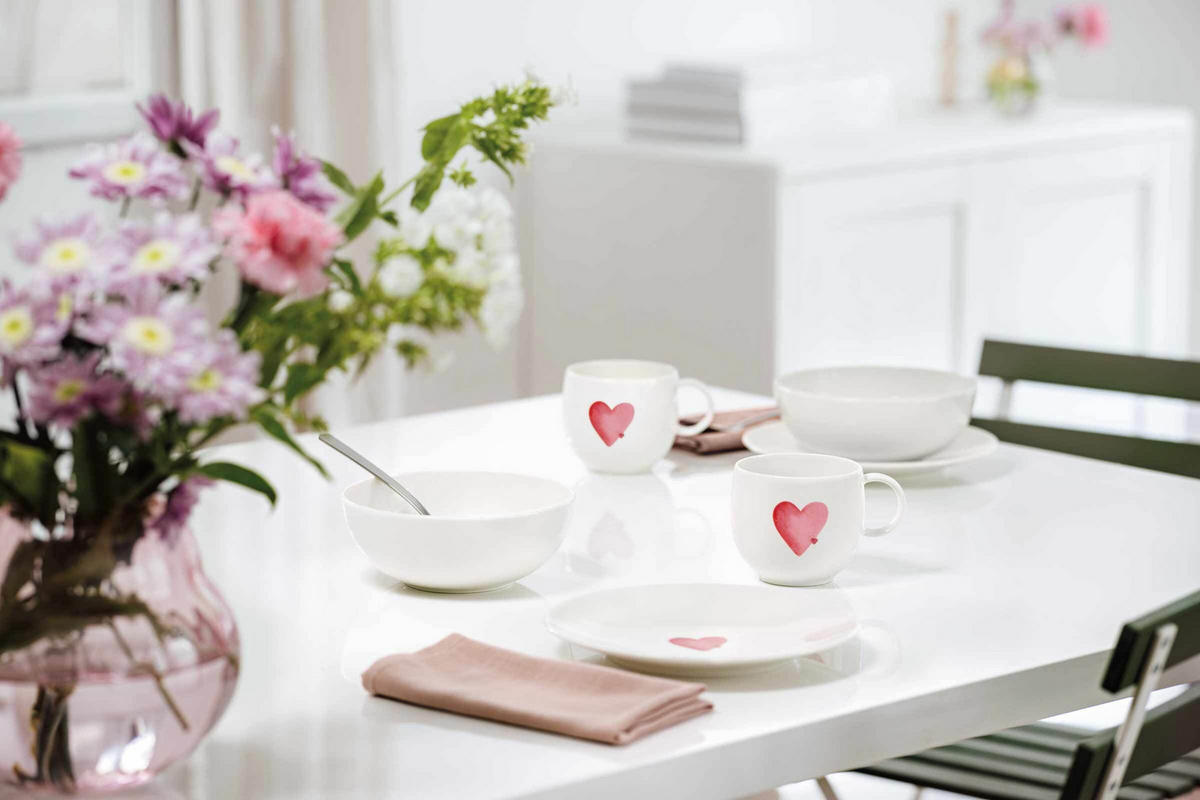 MÜSLISCHALEN SENDING LOVE With Love weiß-rot ø 16,9 cm 4er Set - Rot/Weiß, Keramik (16.9cm) - Villeroy & Boch