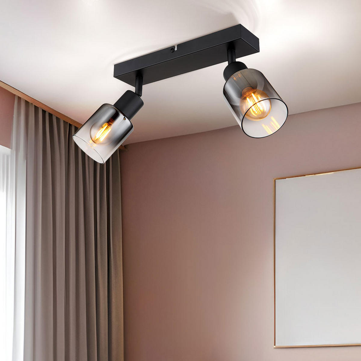 DECKENLEUCHTE Metall Schwarz Rauchglas - Schwarz, Glas (26/7/14cm) - Globo Lighting