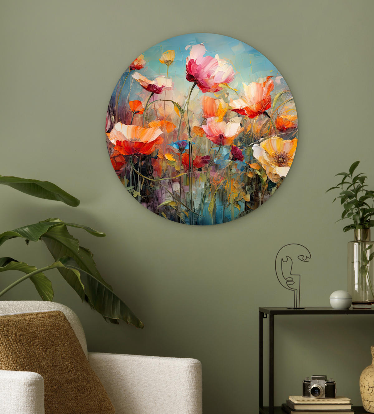 WANDBILD Blumen - Aquarell - Kunst - Botanisch - Natur 60x60 cm - Orange, Kunststoff (60/60cm) - MuchoWow