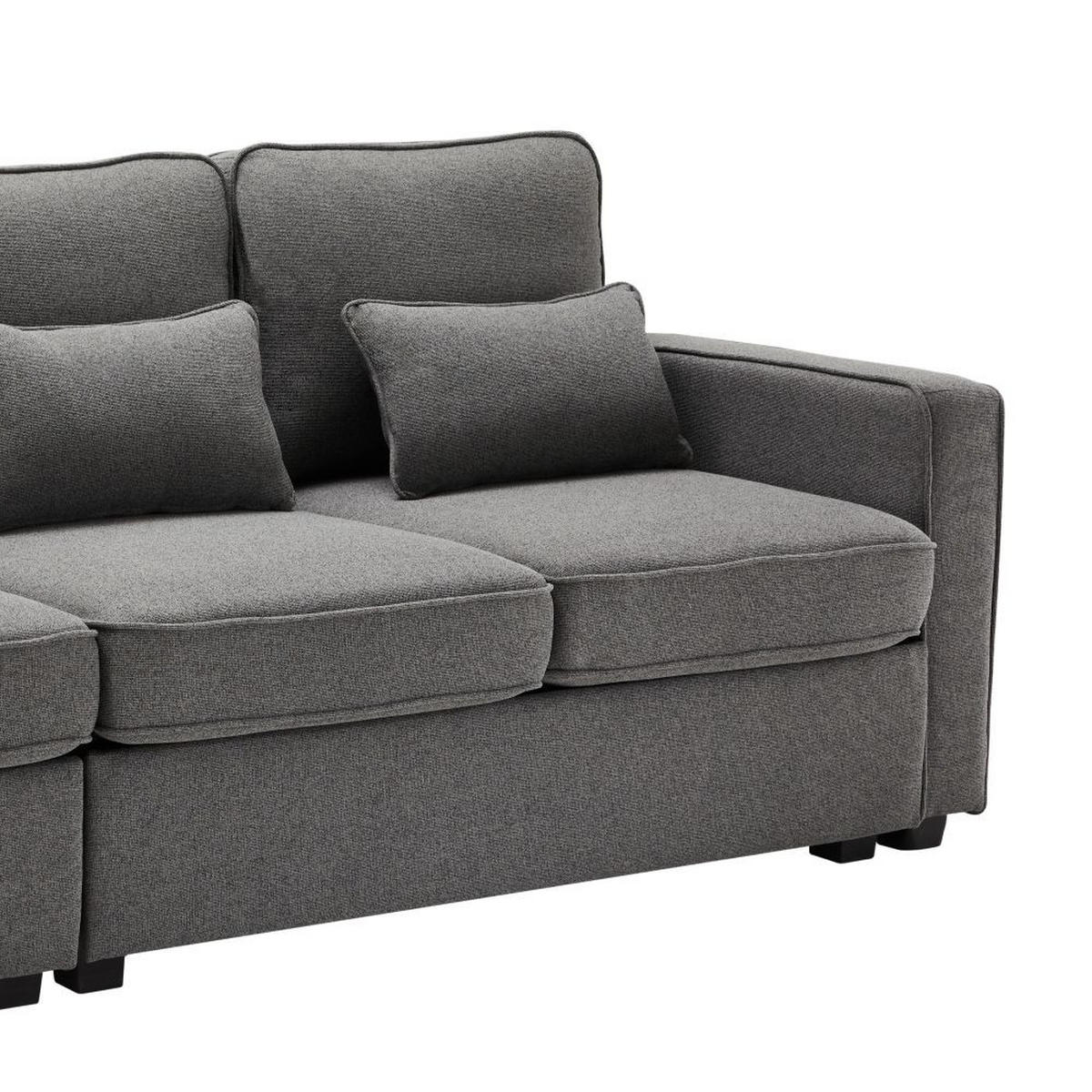 VIERSITZER-SOFA in Dunkelgrau Leinen mit 4 Kissen - Dunkelgrau, Textil (83/87/264cm) - KOMHTOM