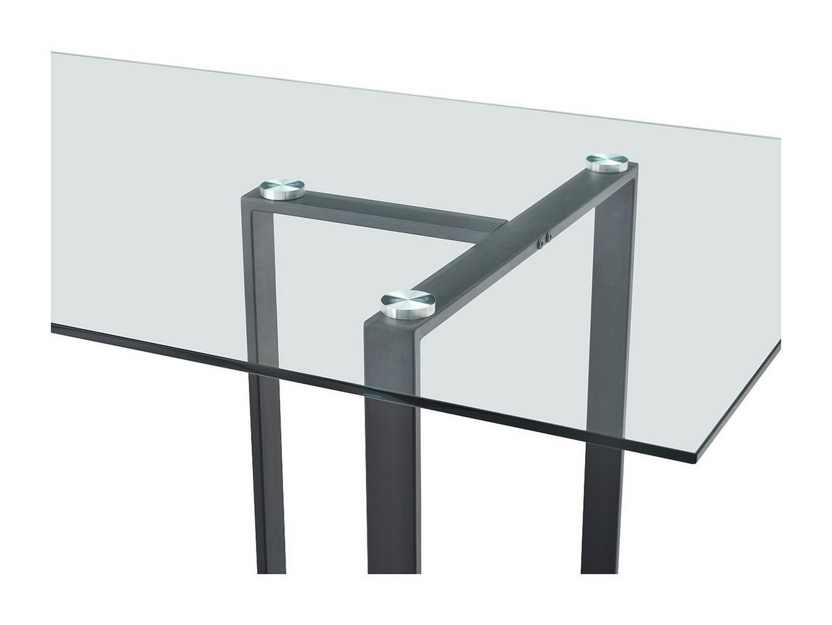 ESSTISCH für 6 Personen - Sicherheitsglas & Edelstahl - Transparent & Schwarz - NILESA II - Transparent/Schwarz, Glas (180/90/75cm) - Pascal Morabito