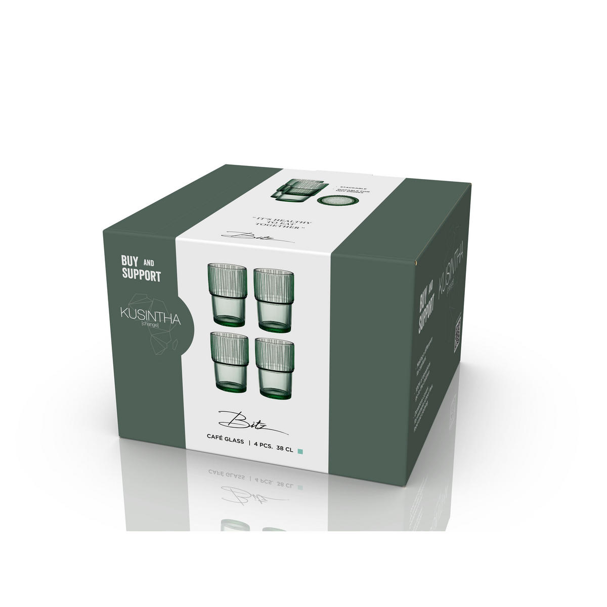 CAFÉGLAS Kusintha 38 cl 4 Stck. Grün - Grün, Glas (0.38L) - Bitz