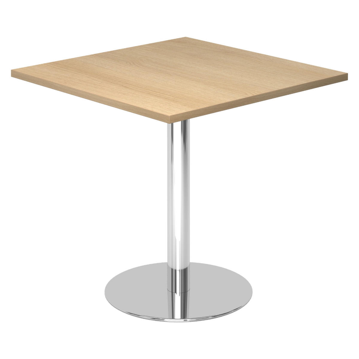 PAUSENTISCH eckig STF 80/80/74,5 cm in Eichefarben/Chrom - Chromfarben/Eichefarben, Holzwerkstoff (80/80/74.5cm) - bümö