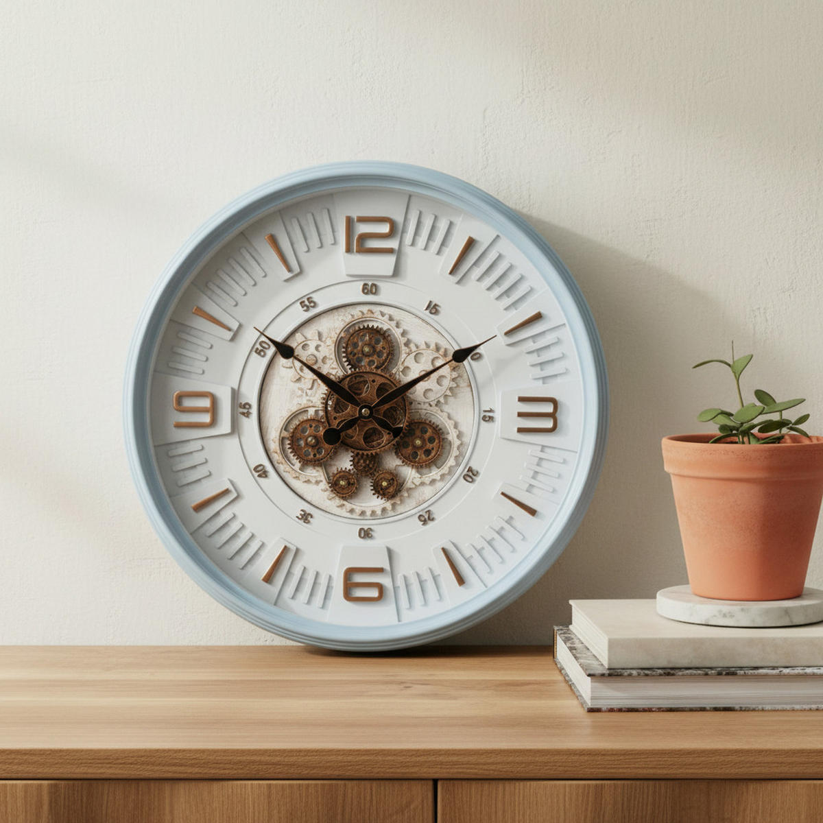 WANDUHR Ramsey Blau 50/6.5/50 cm Kunstoff - Blau, Kunststoff (50/50/6.5cm) - Mondex