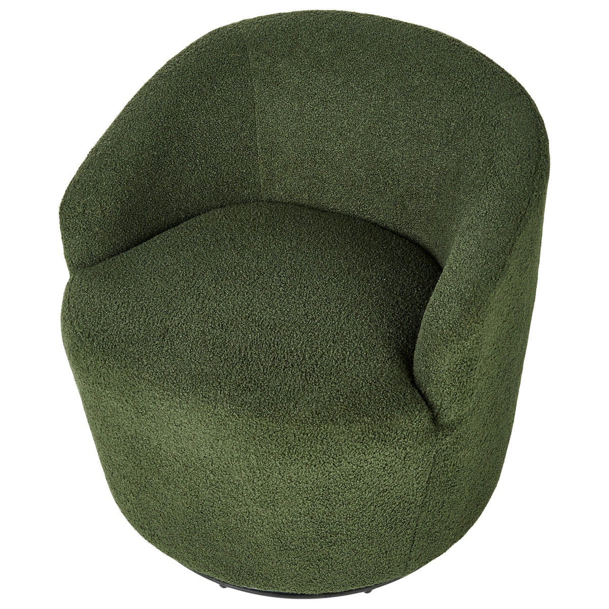 DREHSESSEL Bouclé Dunkelgrün Davik - Schwarz/Grün, Textil (62/67/63cm) - Beliani