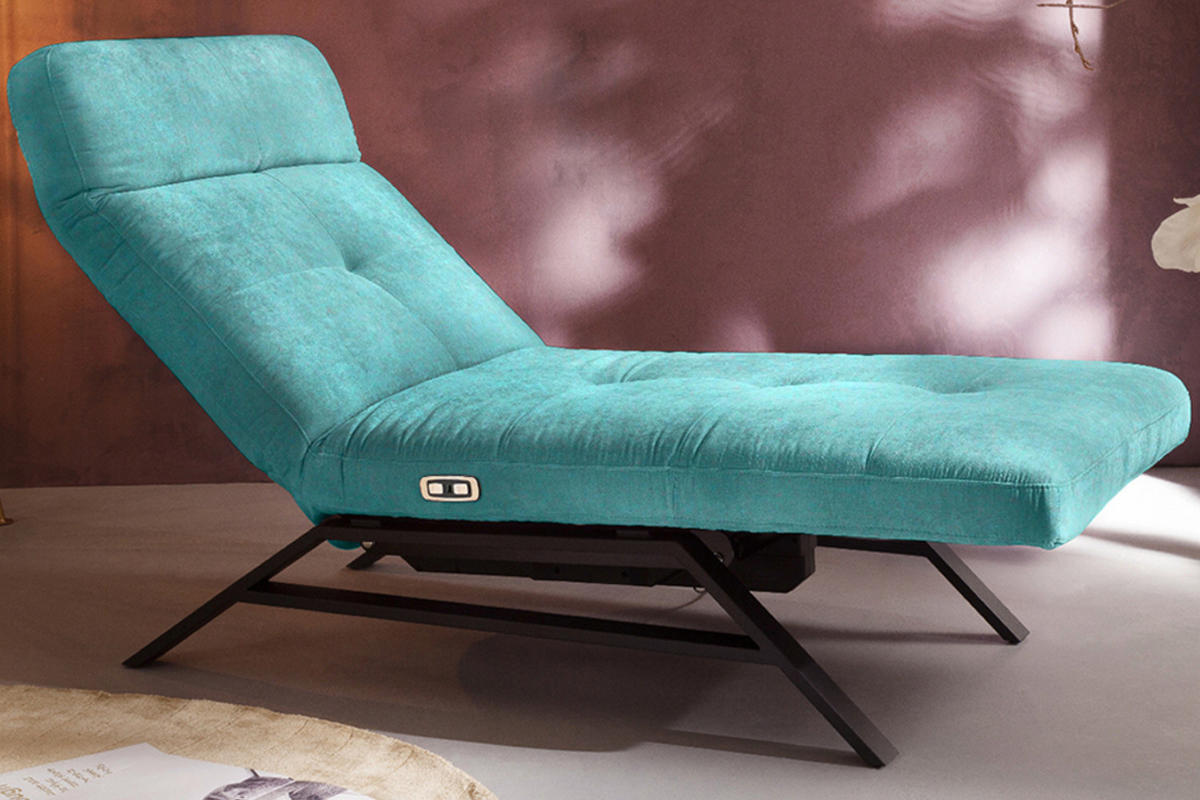 LIEGE MIT MOTORISCHER RELAXFUNKTION AMERIVA Smaragdgrün Velvet Relaxfunktion - Smaragdgrün/Schwarz, Textil (80/110/158cm) - KAWOLA