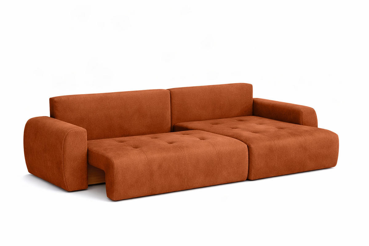 ECKSOFA Mit Schlaffunktion Und Bettkasten L-Form Ivo L, Veloursstoff Salvador, Braun, Rechts - Braun, Holz (250/142cm) - Kaiser Möbel