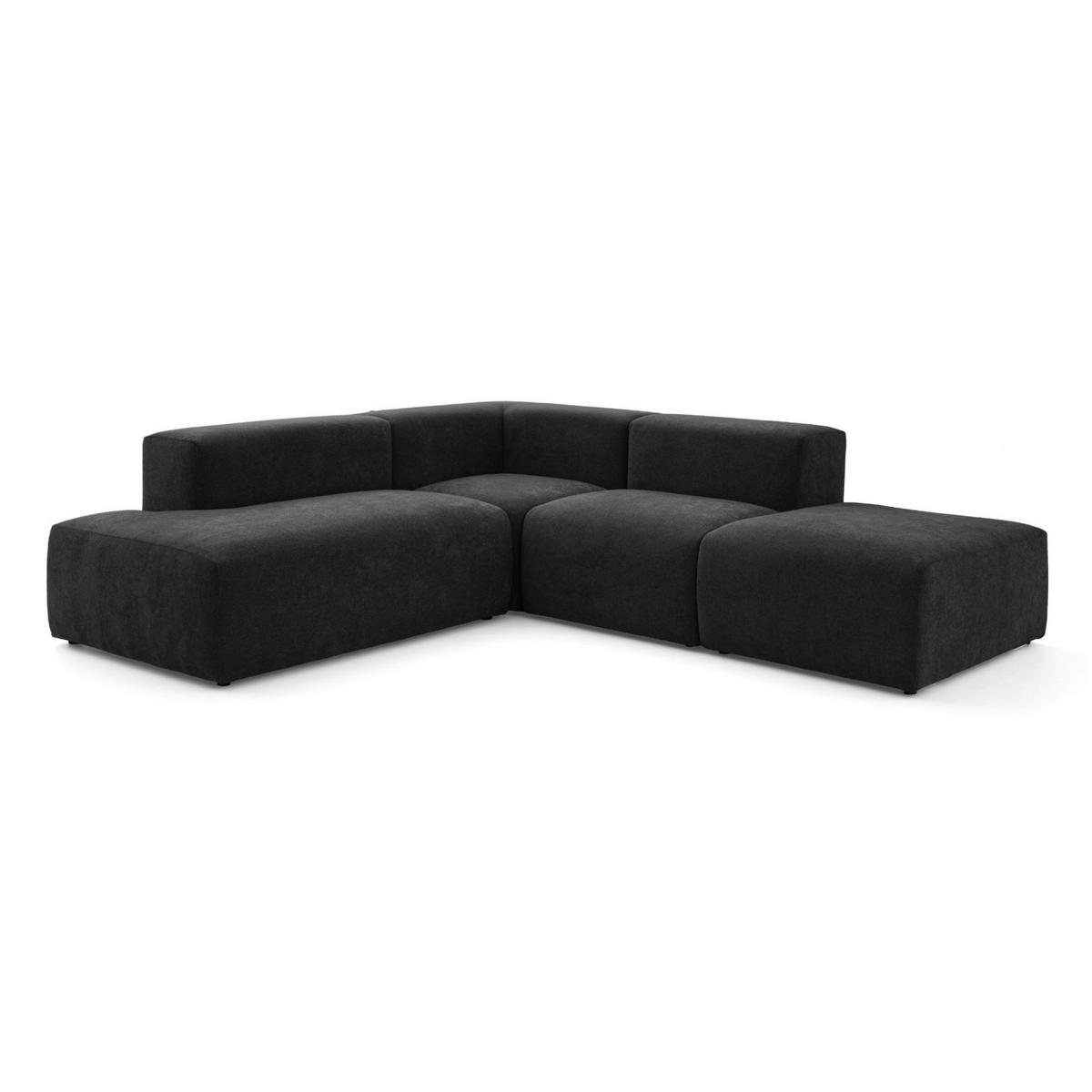 4-SITZER modulares Ecksofa HEAVEN SET 3 Links, Breite 270 cm Webstoff Schwarz - Schwarz, Holz/Kunststoff (245/270cm) - Muffo