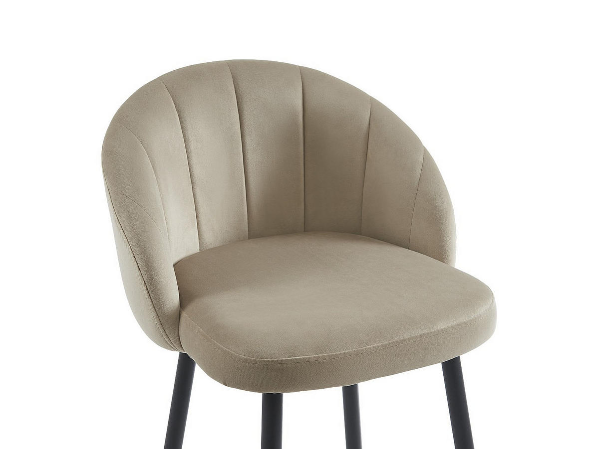 BARHOCKER 2er-Set - Samt & Metall - Beige - ELIRAM - Beige, Textil (58/96/49cm) - Vente-Unique