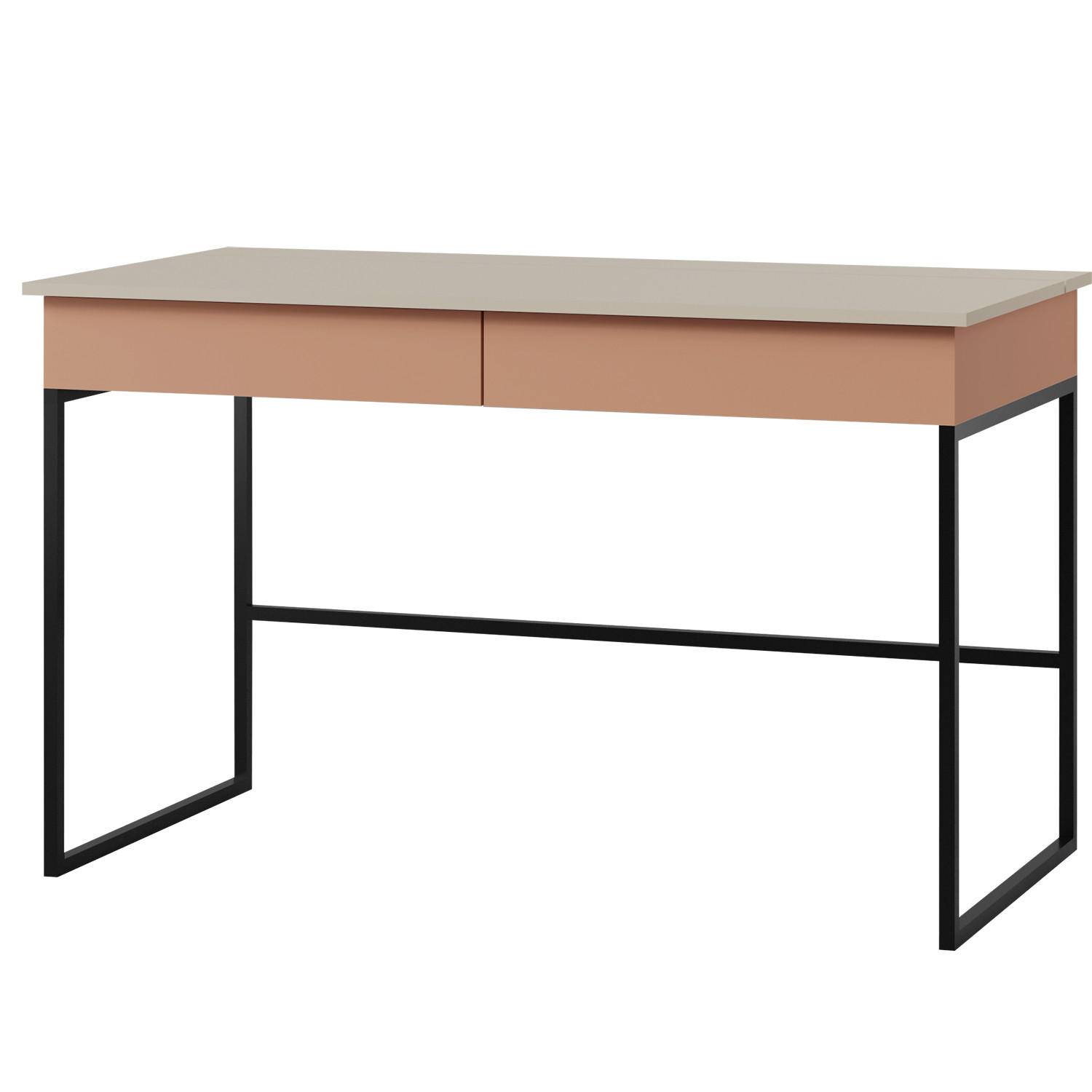 SCHREIBTISCH Largo mit 2 Schubladen, für Jugendzimmer, Metallbeinen, Kaschmir/Alpaca - Kaschmir/Koralle, Holzwerkstoff/Metall (60/125/76cm) - Beautysofa