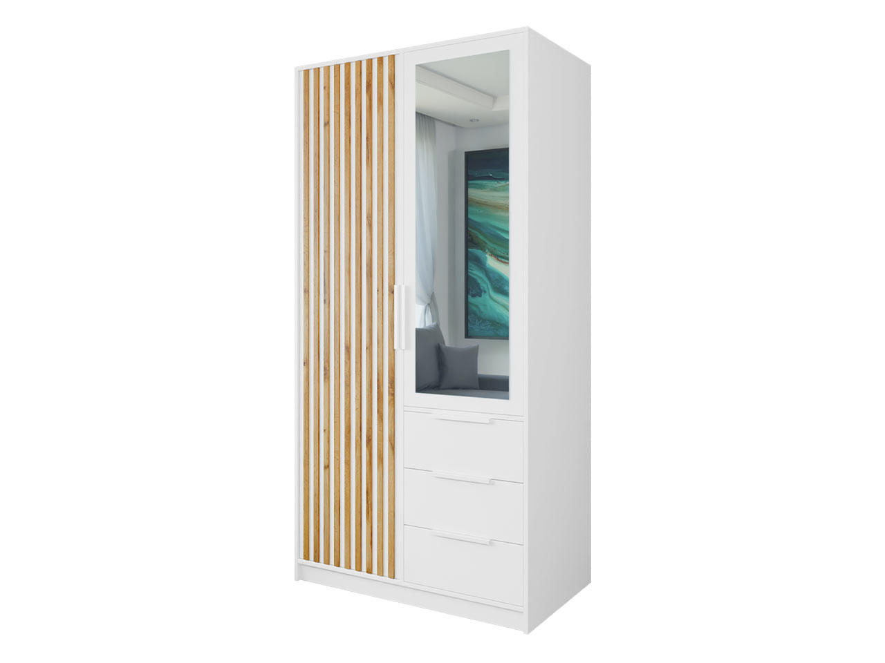 KLEIDERSCHRANK Bali Lux D2 - Weiß, Holzwerkstoff/Metall (100/200/58cm) - MIRJAN24