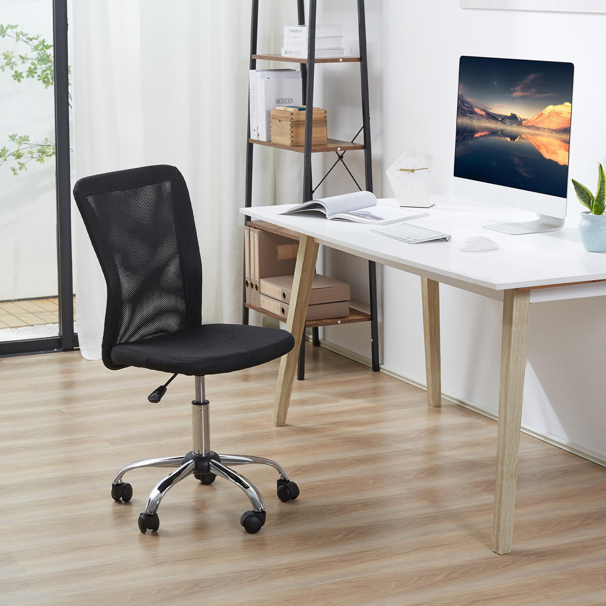 BÜROSTUHL Schreibtischstuhl, höhenverstellbar, Mesh, 43 cm x 58 cm x 100 cm, Schwarz - Schwarz, Textil (58/100/43cm)